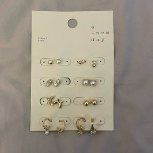 Gold Set of Nickel free earrings, hoops and studs